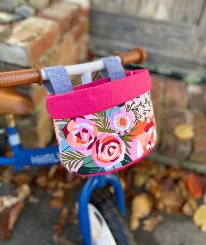 Bike & Scooter HandleBar Basket | Clip on | Blush Bloom + Pink